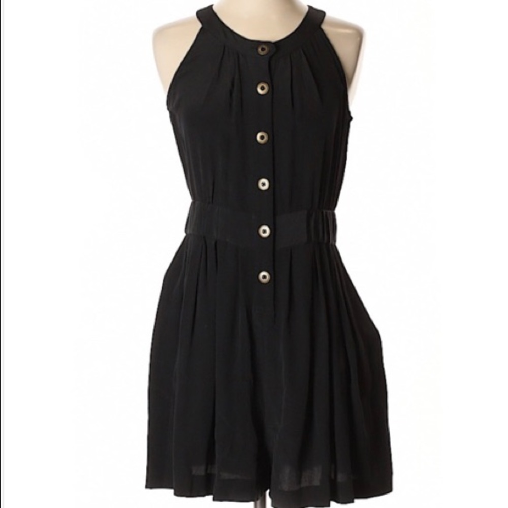 Black romper with gold buttons